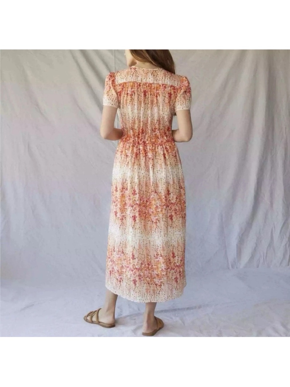 Christy Dawn the dawn dress midi sunset Gladiola-print Sz XL organic cotton - Picture 3 of 11